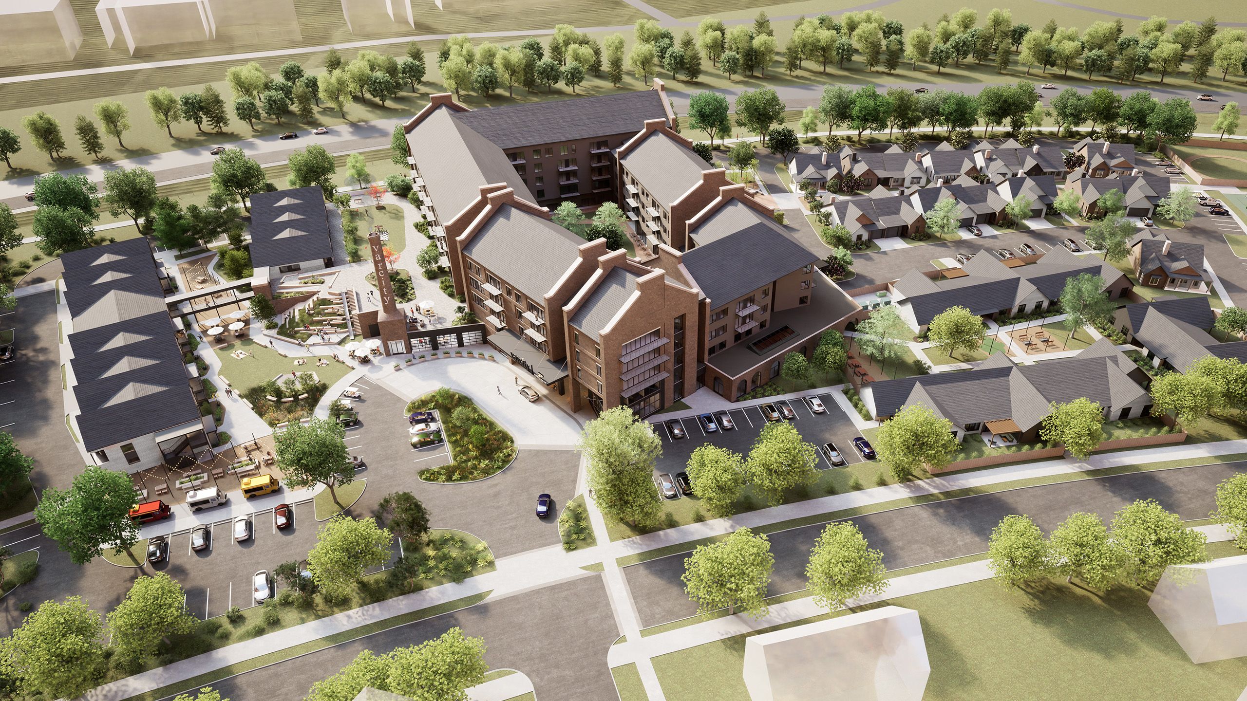 A rendering of Varcity, a wellness-infused residential development