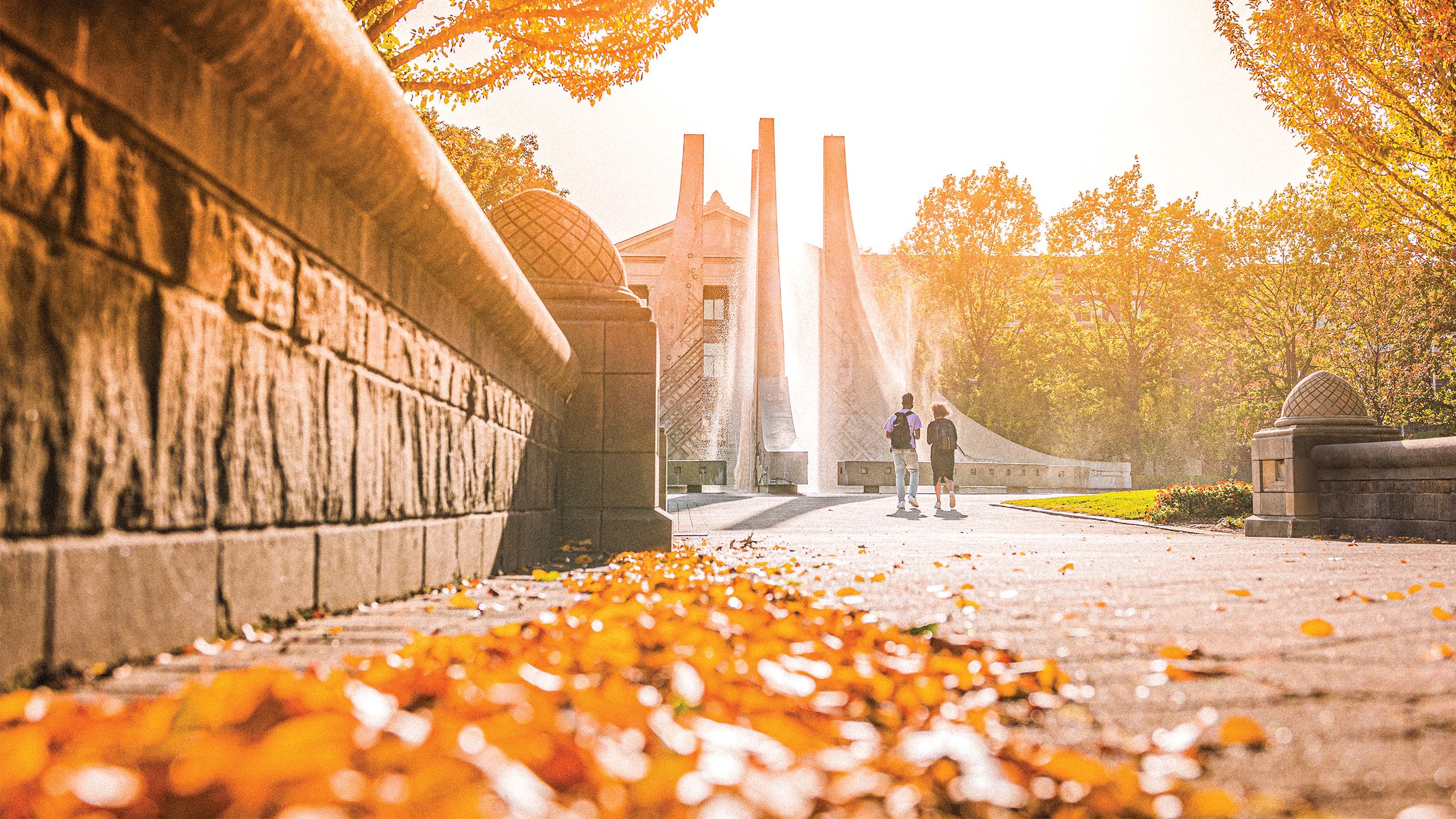 The Purdue Engineering Fountain on a fall day