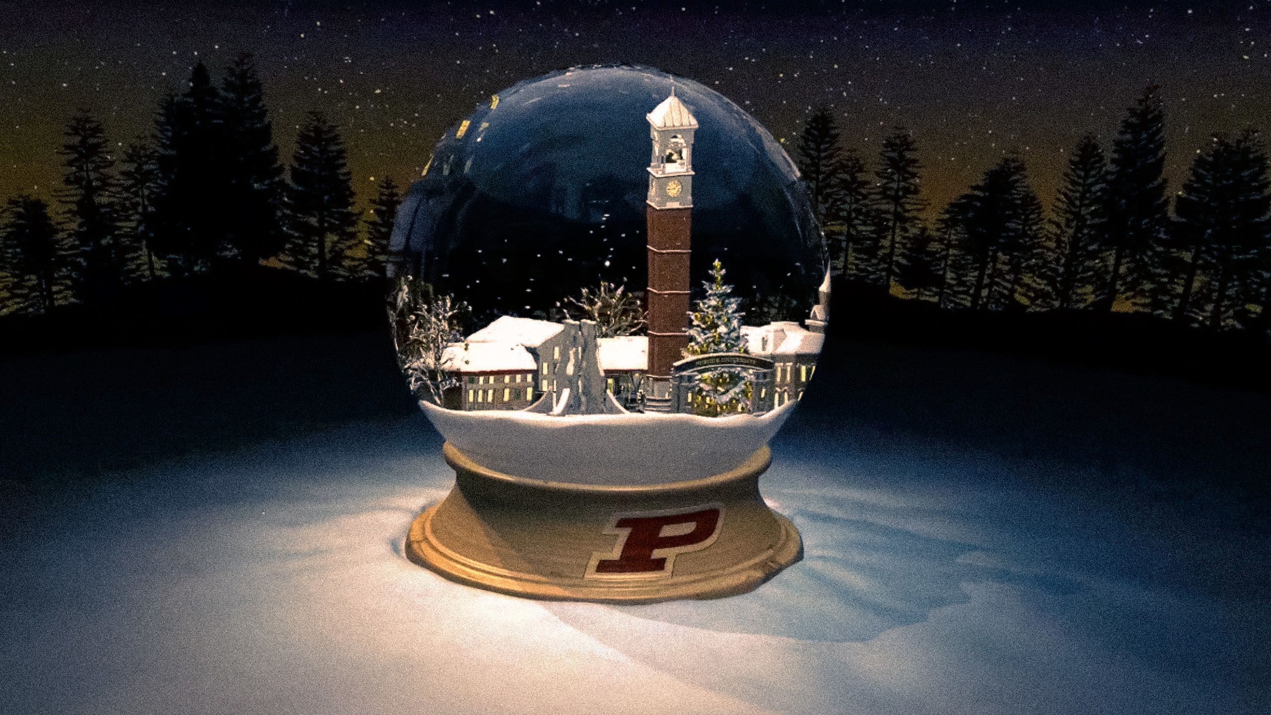 Illustration of a snow globe with the Bell Tower inside