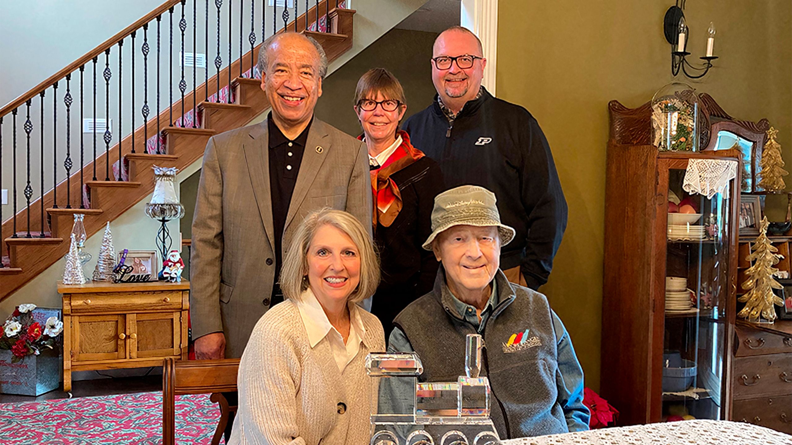 Sue Ann and Evan Werling; Willie Reed, dean of the College of Veterinary Medicine; Deborah Knapp, Distinguished Professor of Comparative Oncology; and Matt Folk, president and CEO of the Purdue for Life Foundation