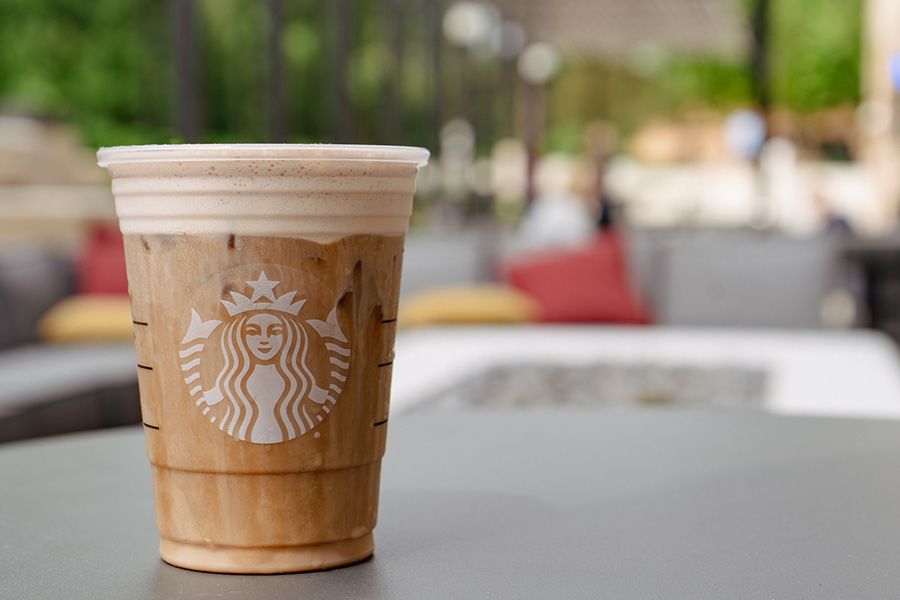 Cold brew Starbucks coffee on the terrace