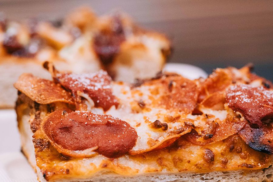 Slice of pepperoni pizza