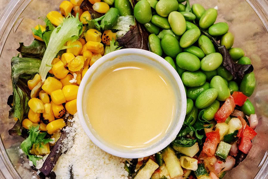 Salad containing vibrant vegetables