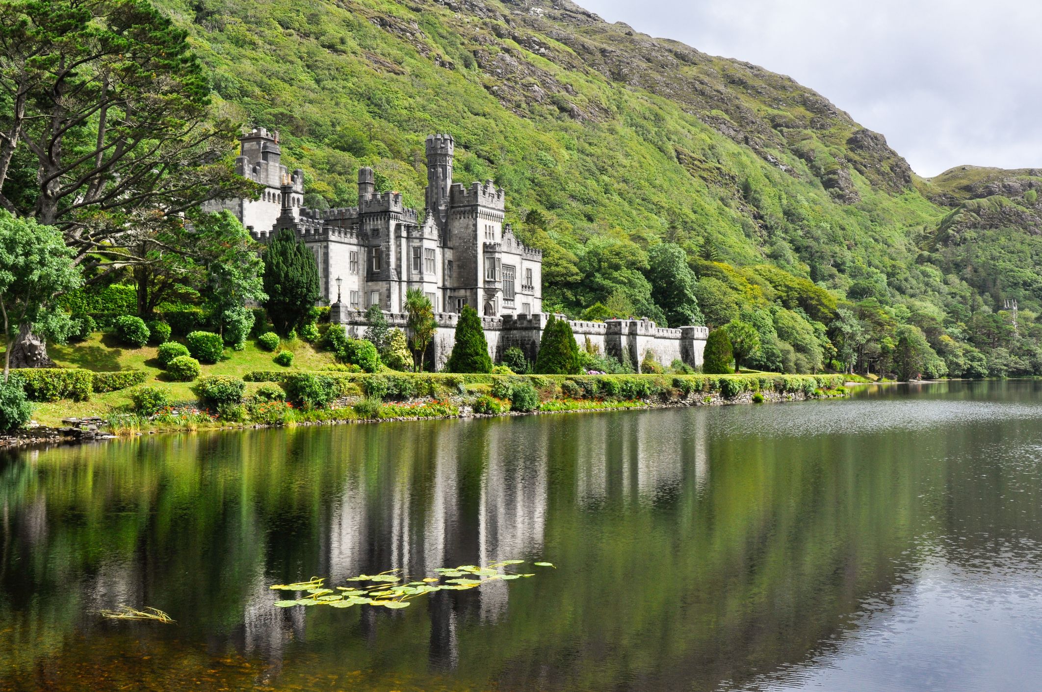 Kylemore Abbey in Connemara mountains, Ireland